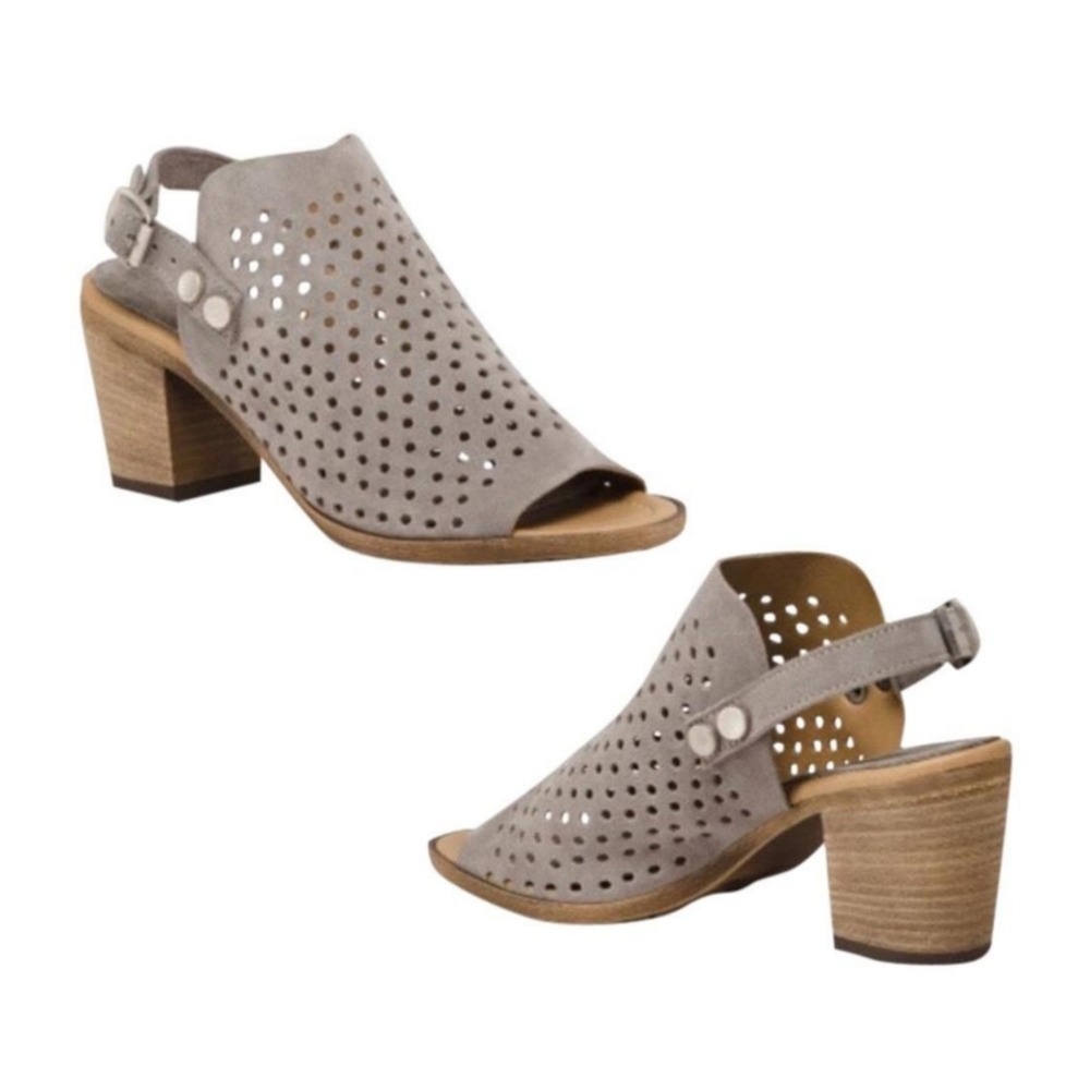 Sophia Milano Gray Perforated Suede Mules 9.5